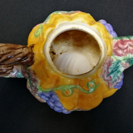 Чайник заварочный расписной керамика. небольшой скол носика. Картинка 2